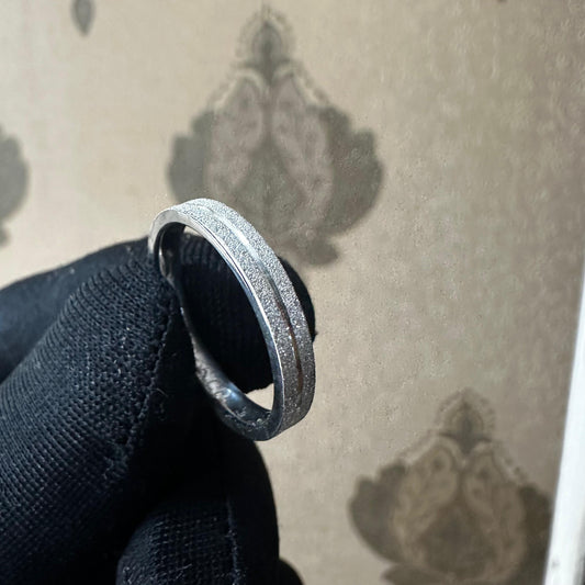 Aliança de prata 3mm com friso e acabamento diamantado